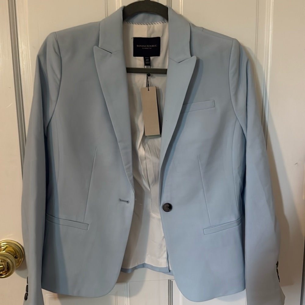 Banana Republic Light Blue Italian Wool Blazer  | Petite 4P | NWT